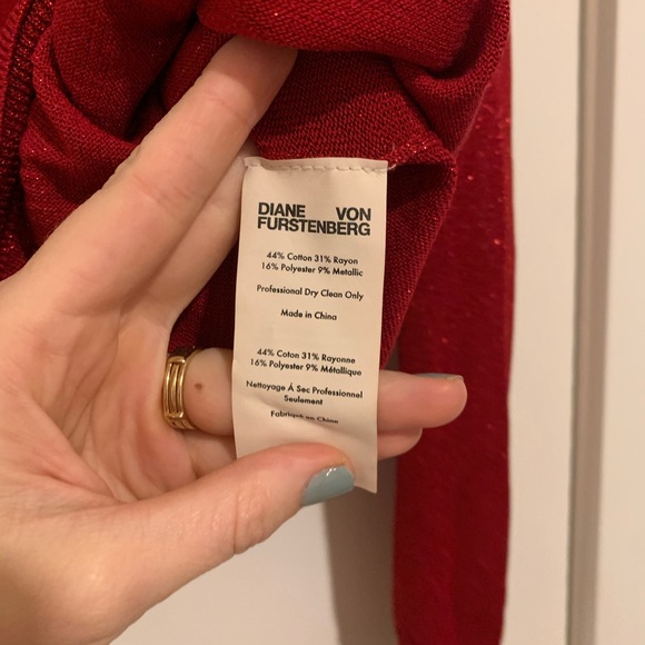 Diane von Furstenberg Wrap Sweater DVF Sparkle Red Size M - Picture 3 of 4